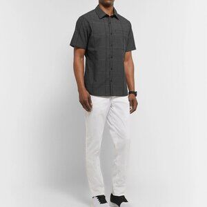 Lululemon Mens Large Black/White Checked Woven Shirt Organic Cotton Blend